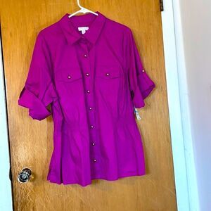 CharterClub shirt! Size 20W! NWT! Orchid! Pit to pit 24.5”! Length 29”! Gorgeous